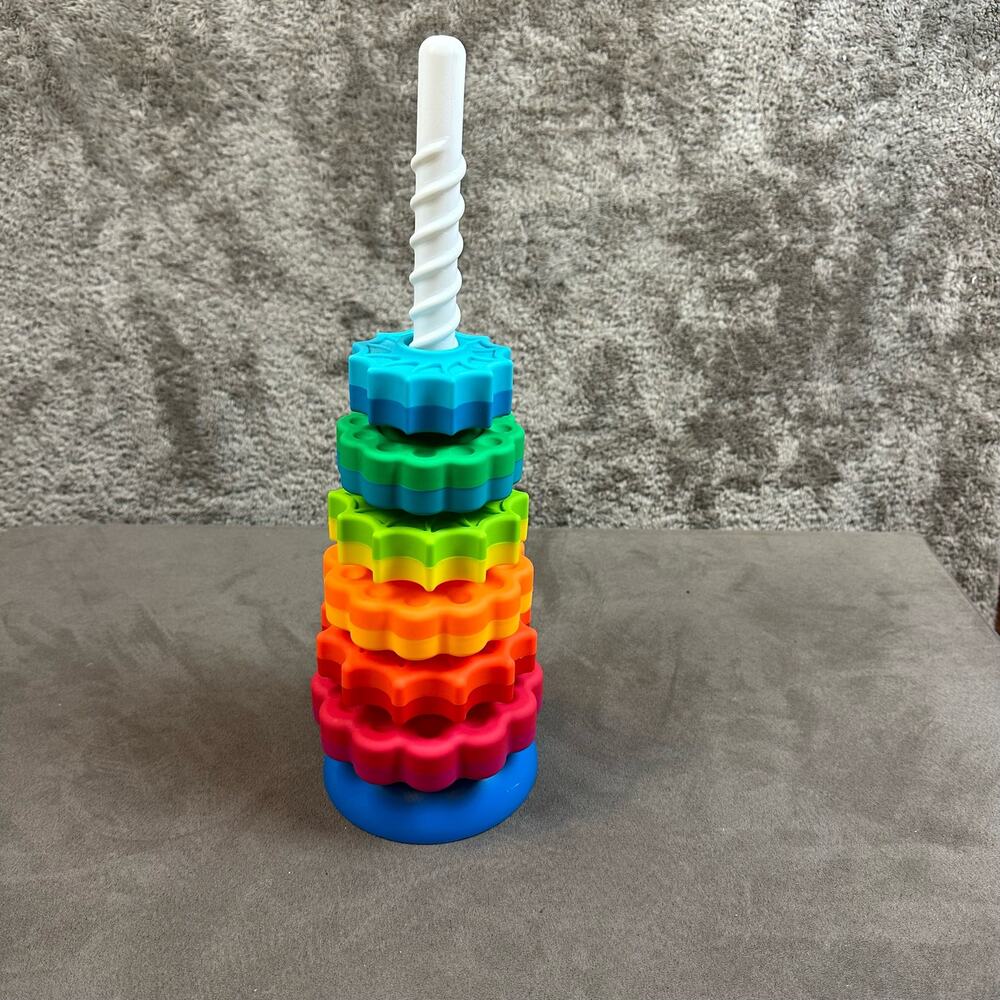 Fat Brain Toys Spin Again Rainbow Spinagain Stacking Toy Baby Developmental